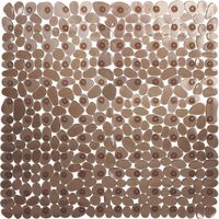 Tapis de sol de salle de bain motif galets antidérapant carré tapis de bain douche baignoire PVC Pad marron