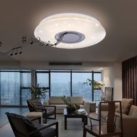 Deckenleuchte LED Musik Deckenlampe LED Lautsprecher Leuchte mit Bluetooth , Metall, Sternen-Effekt, 1x 12W 720lm, DxH 36x8 cm