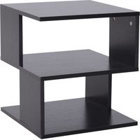 Mesa auxiliar cuadrada de 3 niveles – 3 estantes abiertos – 40 x 40 x 43 cm – Negra