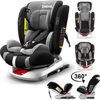 Kitytety – Siège auto pivotant 360° ISOFIX LATCH – Pour enfants de 0 à 12 ans – Groupe 0+/1/2/3 (0-36kg) – Têtière ajustable et inclinable – Gris
