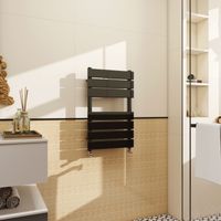 Acezanble Black Flat Panel Heated Towel Rail Bathroom Ladder Radiator 650 x 400mm