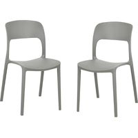 Set 2 Sedie Impilabili in polipropilene 83x56x46 cm Colore GRIGIO CHIARO Design Moderno VALENTINA Colore Grigio