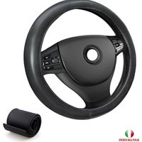 COPRIVOLANTE UNIVERSALE ECO PELLE NERA, COPRI VOLANTE DIAMETRO 37-38CM, COPRI STERZO PER AUTO VAN FUORISTRADA - DISCORAMA®