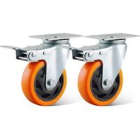 Jeu de 2 roulettes de meuble avec frein, roulettes pivotantes 100 mm, roulettes robustes, 100 kg, roulettes de meuble, roulettes de transport, établi, chariot à outils