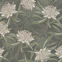 Carta da parati floreale Profhome 394321 Carta da parati TNT goffrata a caldo leggermente strutturata con ornamenti floreali opaca nero verde grigio-scuro bianco 5,33 m2