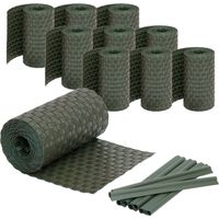 Sichtschutzstreifen Rattan Optik inklusive Befestigungsclips - 250 x 19cm, 10 Stück (25m), Grün mit 20 Befestigungsclips