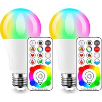 2 A19 RGB-LED-Farbwechsellampen in kunststoffbeschichtetem Aluminium, fernsteuerbare Stimmungslampen, smarte Lampen, 10 W RGB + Weiß