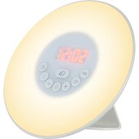 Wake Up Light Alarm Clock Sunrise/Sunset Simulation Digital Clock with FM Radio 7 Colors Light Natur