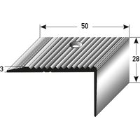 PROVISTON Treppenkante 28 x 50 x 2000 mm Treppenkantenprofil Treppenwinkel Winkelprofil Kombiwinkel Aluminium eloxiert Spezialemailliert Spezialemailliert Silbermetallic