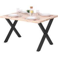 LAMO Manufaktur table pour salle è manger, cuisine ou table de bureau 120x80x76 cm (long. x larg. x haut.), Bois massif, Design, Frène Sévère / Noir, LEB-01-A-001-9005D
