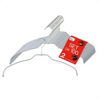MAWA Grucce Appendiabiti Light 50%, Set di 100 Grucce Salvaspazio e Antiscivolo, Ideali per Camicie e Bluse, Gancio Girevole 360°, Rivestimento Antiscivolo, 42 cm, Argento