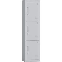 Armoire de bureau en acier a 3 portes independantes avec serrure et 2 cles 45x38x180 cm Gris clair