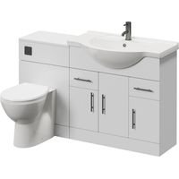 Alexander James Gloss White 1550mm 2 Door Vanity Unit Toilet Suite - 1550mm - Gunmetal Grey 96mm Bar HandleJames Toilet Pan and Seat