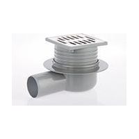ACO Balkon/Terrassenablauf 100 x 100 mm DN50, grau, Ablauf waagerecht