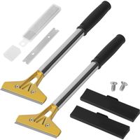 Glass Scraper with 20 Blades, Stainless Steel Paint Scraper, Carbon Steel Blades 100 mm, for Cleaning Hobs, Wallpaper, Glue, Mirror, Tiles