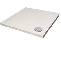 White Square Stone Resin Premium Shower Tray with Corner Waste Position, 800 x 800 mm - Balterley