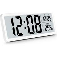 Batteriebetriebene digitale Wanduhr, digitale Wanduhr mit großen Ziffern, Temperaturanzeige, 12-/24-Stunden-Anzeige, Tischuhr, Digitaluhr