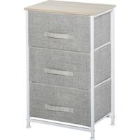 Comoda 3 cajones tela marco acero cajonera salon oficina vestidor gris