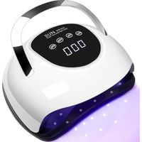 Lampe UV Ongles Gel, 220W Professionnelle Lampe UV Ongles avec 4 Minuteries, Écran Tactile, Capteur Automatique, Poignée Portable séchoirs à ongles pour Durcir le Vernis à Ongles en Gel (Blanc)