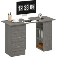 Escritorio moderno – 3 cajones y 3 estantes – Para dormitorio y oficina – 120 x 49 x 72 cm – Gris