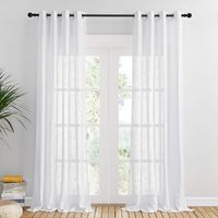 Rideau Voilage Blanc - Voile Oeillet Motif Croisé Rideaux De Fenêtre Décor À La Maison Filtrant La Lumière Doux Semi-Transparent Mariage L 132 x H 240cm 2 Pcs