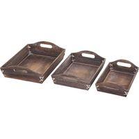 Set de 3 plateaux de service HWC-C50 - brun shabby