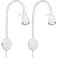 Briloner TUSA Set di 2 lampade da lettura LED, orientabili, luce bianco caldo, interruttore, bianco, 45x8x20,5 cm