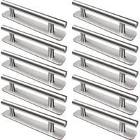 Poignée de Meuble Autocollante, 10 Pièces Poignées de Porte en Acier Inoxydable, 128mm Poignées pour Placards Cuisine Porte Commode Armoire, Argent