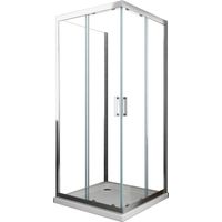 Box Cabina Doccia 3 Lati Vetro Fisso Laterale + Due Lati Scorrevoli Vetro 6 mm H 190 cm 90x110x90