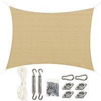 Voile d'ombrage rectangulaire 4x3 m en polyéthylène résistant aux UV, couleur beige pour terrasse