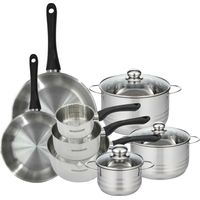 Set de 2 poêles 24 28 cm, 3 casseroles 12 16 20 cm et 3 faitouts 16, 20 et 24 cm en inox Fackelmann Geneva