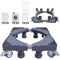 Support Machine a Laver Seche Linge,Socle Machine a Laver Réglable, Rehausseur Machine a Laver avec 4 Roulettes,Antivibration jusqu'à 250 kg