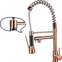 Rubinetto Cucina Nero & Oro Rosa - Doccetta Estraibile a 2 Getti - Canna Girevole a 360° - Design Moderno & Resistente