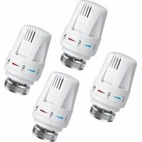 -Lot de 4 Tête Thermostatique Connectée Vanne Thermostatique Accessoire, Tete Thermostatique Radiateur, Tête de Remplacement de Vanne de Radiateur pour le Thermostat M30 x 1.5 White