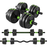 SPORTNOW Set Manubri Pesi 3 in 1 da 16 Dischi in Plastica e Sabbia Verde