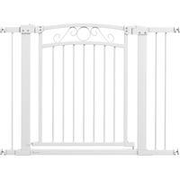 Cancello per cani regolabile in larghezza 76-104 cm – 2 estensioni, doppia chiusura – Bianco