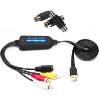 Convertisseur VHS vers numérique - Carte d'acquisition vidéo USB 2.0 1080p - Numérisez VHS, Mini DV, Hi8, DVD et magnétoscopes