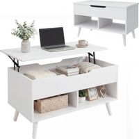 Tavolino da caffè con piano sollevabile e spazio nascosto Bianco punzonato 75 cm