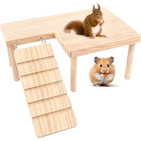 Plateforme en Bois pour Hamster, Echelle d'escalade avec Plateforme pour Animaux, L Echelle pour Hamster pour Rats, Souris, Favorise la Coordination chez Petits Animaux (28 17 13,5 cm)