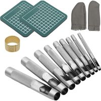 14er Locheisen Set 2.5/3/4/5/6/7/8/9/10mm Runde Lochstanzer mit Schneidebrett, Stanzwerkzeug Set Leder Puncher für Leder Uhrenarmbänder Gürtel Leinwand Öse Papier