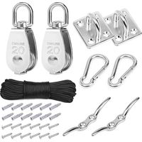 Kit Carrucola In Acciaio Inox Con Fune 20 M – Resistente E Completo Di Accessori