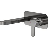 Nuie Arvan Brushed Gunmetal Wall Mounted 2 Tap Hole Basin Mixer with Plate - ARV728