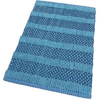 Tappeto Camera Scendiletto Bagno Cotone Intrecciato Tridimensionale Morbido Assorbente Azzurro - 50x80 Cm
