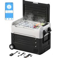 Elektrische Autokühlbox, tragbarer Kompressorkühlschrank, 50 l, -20 bis 20 °C, 300 kg, Zwei-Zonen-Kühlung, 72,6 x 39 x 51,3 cm, Schwarz