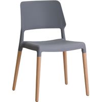 Riva Chair - Plastic/Wood - L54 x W55 x H81 cm - Grey