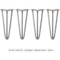 4 x 30.5cm 3 Streben Hairpin Legs Tischbeine Möbelbeine Stuhlbeine 12mm D Rohstahl