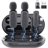 Micro-cravate sans fil professionnel pour iPhone, iPad, Android et PC avec adaptateur, réduction du bruit, micro-cravate à pince avec boîtier de recharge, idéal pour YouTube, l'enregistrement, les vlo