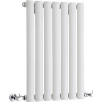Milano Aruba White Horizontal Single Oval Panel Radiator - 635mm x 413mm
