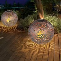 Set di 2 LED solare plug-in lampada palla faretto oro antico decorazione del giardino lampada da esterno picchetto da terra
