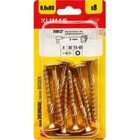 Vis Charpente Bois Klimas, 8 x 80 mm, Empreinte Torx, Tête Disque, Blister 8 Pièces